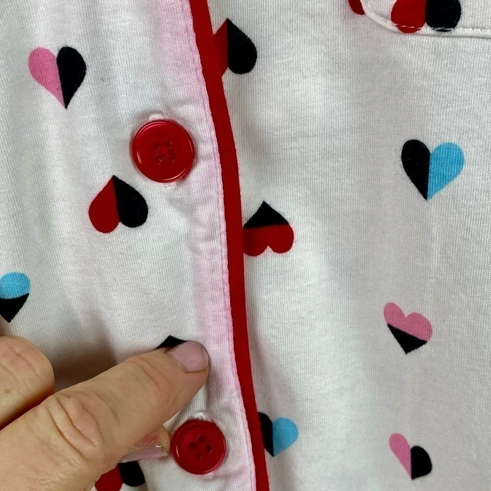 Mae White Pink hearts Valentine’s Day Pajama set size S